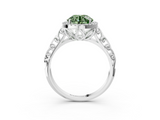 White gold Fancy Green Round  Halo Diamond Engagement Ring with Intricate Filigree Band and Four-Prong Setting_40