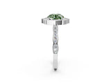 White gold Fancy Green Round  Halo Diamond Engagement Ring with Milgrain Band and Four-Prong Setting_68