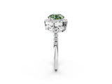 White gold Fancy Green Round  Halo Diamond Engagement Ring with Pavé Band and Four-Prong Setting_113