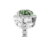 White gold Fancy Green Round  Halo Diamond Engagement Ring with Pavé Band and Four-Prong Setting_116