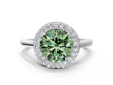 White gold Fancy Green Round  Halo Diamond Engagement Ring with Solitaire Band and Four-Prong Setting_20