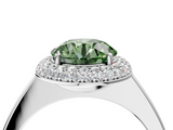 White gold Fancy Green Round  Halo Diamond Engagement Ring with Solitaire Band and Four-Prong Setting_24