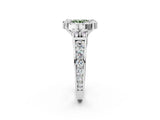 White gold Fancy Green Round  Halo Diamond Engagement Ring with Split Shank and Four-Prong Setting_57