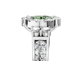 White gold Fancy Green Round  Halo Diamond Engagement Ring with Split Shank and Four-Prong Setting_60