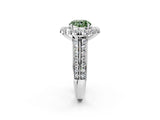 White gold Fancy Green Round  Halo Diamond Engagement Ring with Split Shank and Prong Setting_127