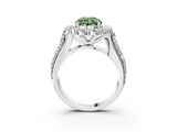 White gold Fancy Green Round  Halo Diamond Engagement Ring with Split Shank and Prong Setting_128