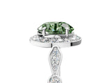 White gold Fancy Green Round  Halo Diamond Engagement Ring with Twisted Band and Four-Prong Setting 5