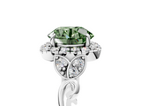 White gold Fancy Green Round  Halo Diamond Engagement Ring with Vintage-Inspired Band and Four-Prong Setting_8