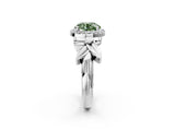 White gold Fancy Green Round  Halo Diamond Floral Band with Four-Prong Setting_57