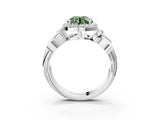 White gold Fancy Green Round  Halo Diamond Floral Band with Four-Prong Setting_58