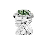 White gold Fancy Green Round  Halo Diamond Floral Band with Four-Prong Setting_60