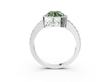 White gold Fancy Green Round  Halo Diamond Pavé Band Ring with Prong Setting_23