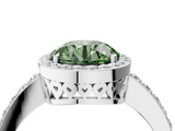 White gold Fancy Green Round  Halo Diamond Pavé Band Ring with Prong Setting_24
