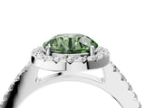 White gold Fancy Green Round  Halo Diamond Pavé Solitaire Ring_69