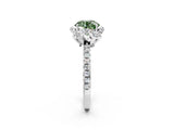 White gold Fancy Green Round  Halo Diamond Pave Band Ring with Four-Prong Setting_17