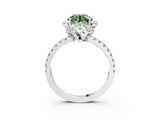 White gold Fancy Green Round  Halo Diamond Pave Band Ring with Four-Prong Setting_18