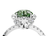 White gold Fancy Green Round  Halo Diamond Pave Band Ring with Four-Prong Setting_19