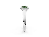 White gold Fancy Green Round  Halo Diamond Ring with Cathedral Band and Four-Prong Setting_51