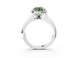 White gold Fancy Green Round  Halo Diamond Ring with Cathedral Band and Four-Prong Setting_52
