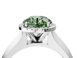 White gold Fancy Green Round  Halo Diamond Ring with Cathedral Band and Four-Prong Setting_53