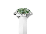 White gold Fancy Green Round  Halo Diamond Ring with Cathedral Band and Four-Prong Setting_54