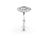 White gold Fancy Green Round  Halo Diamond Ring with Milgrain Edge and Round Prong Setting_40