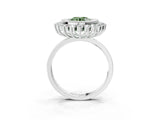 White gold Fancy Green Round  Halo Diamond Ring with Milgrain Edge and Round Prong Setting_41