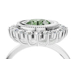 White gold Fancy Green Round  Halo Diamond Ring with Milgrain Edge and Round Prong Setting_42