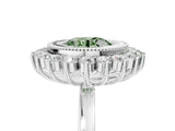 White gold Fancy Green Round  Halo Diamond Ring with Milgrain Edge and Round Prong Setting_43