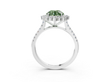 White gold Fancy Green Round  Halo Diamond Ring with Pavé Band and Prong Setting_40