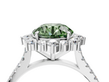 White gold Fancy Green Round  Halo Diamond Ring with Pavé Band and Prong Setting_41