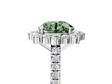 White gold Fancy Green Round  Halo Diamond Ring with Pavé Band and Prong Setting_42