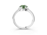 White gold Fancy Green Round  Halo Diamond Ring with Round Cluster Setting, Solitaire Band, and Four-Prong Setting_52