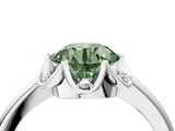 White gold Fancy Green Round  Halo Diamond Ring with Round Cluster Setting, Solitaire Band, and Four-Prong Setting_53