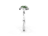 White gold Fancy Green Round  Halo Diamond Solitaire with Pavé Band and Four-Prong Setting_106