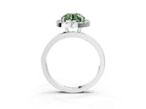 White gold Fancy Green Round  Halo Diamond Solitaire with Pavé Band and Four-Prong Setting_107