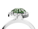 White gold Fancy Green Round  Halo Diamond Solitaire with Pavé Band and Four-Prong Setting_108