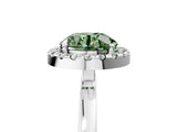 White gold Fancy Green Round  Halo Diamond Solitaire with Pavé Band and Four-Prong Setting_109