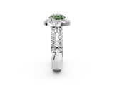 White gold Fancy Green Round  Halo Diamond Split Shank Engagement Ring with Prong Setting_178