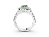 White gold Fancy Green Round  Halo Diamond Split Shank Engagement Ring with Prong Setting_179