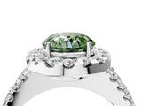 White gold Fancy Green Round  Halo Diamond Split Shank Engagement Ring with Prong Setting_180