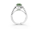 White gold Fancy Green Round  Halo Milgrain Solitaire with Bezel Set Side Stones and Pave Band_35