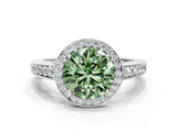 White gold Fancy Green Round  Halo Pavé Diamond Engagement Ring with Bezel Setting_49