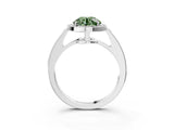 White gold Fancy Green Round  Halo Pavé Diamond Engagement Ring with Bezel Setting_52