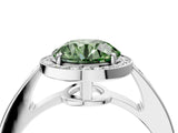 White gold Fancy Green Round  Halo Pavé Diamond Engagement Ring with Bezel Setting_53