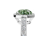White gold Fancy Green Round  Halo Pavé Diamond Engagement Ring with Bezel Setting_54