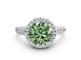 White gold Fancy Green Round  Halo Pavé Diamond Engagement Ring with Four-Prong Setting_26