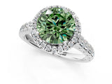 White gold Fancy Green Round  Halo Pavé Diamond Engagement Ring with Four-Prong Setting_27