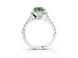 White gold Fancy Green Round  Halo Pavé Diamond Engagement Ring with Four-Prong Setting_29