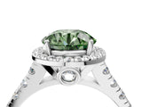 White gold Fancy Green Round  Halo Pavé Diamond Engagement Ring with Four-Prong Setting_29